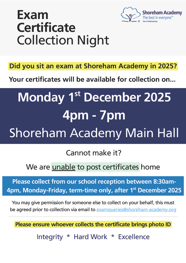 Exam Certificate Collection Night - Mon 1.12.2025
